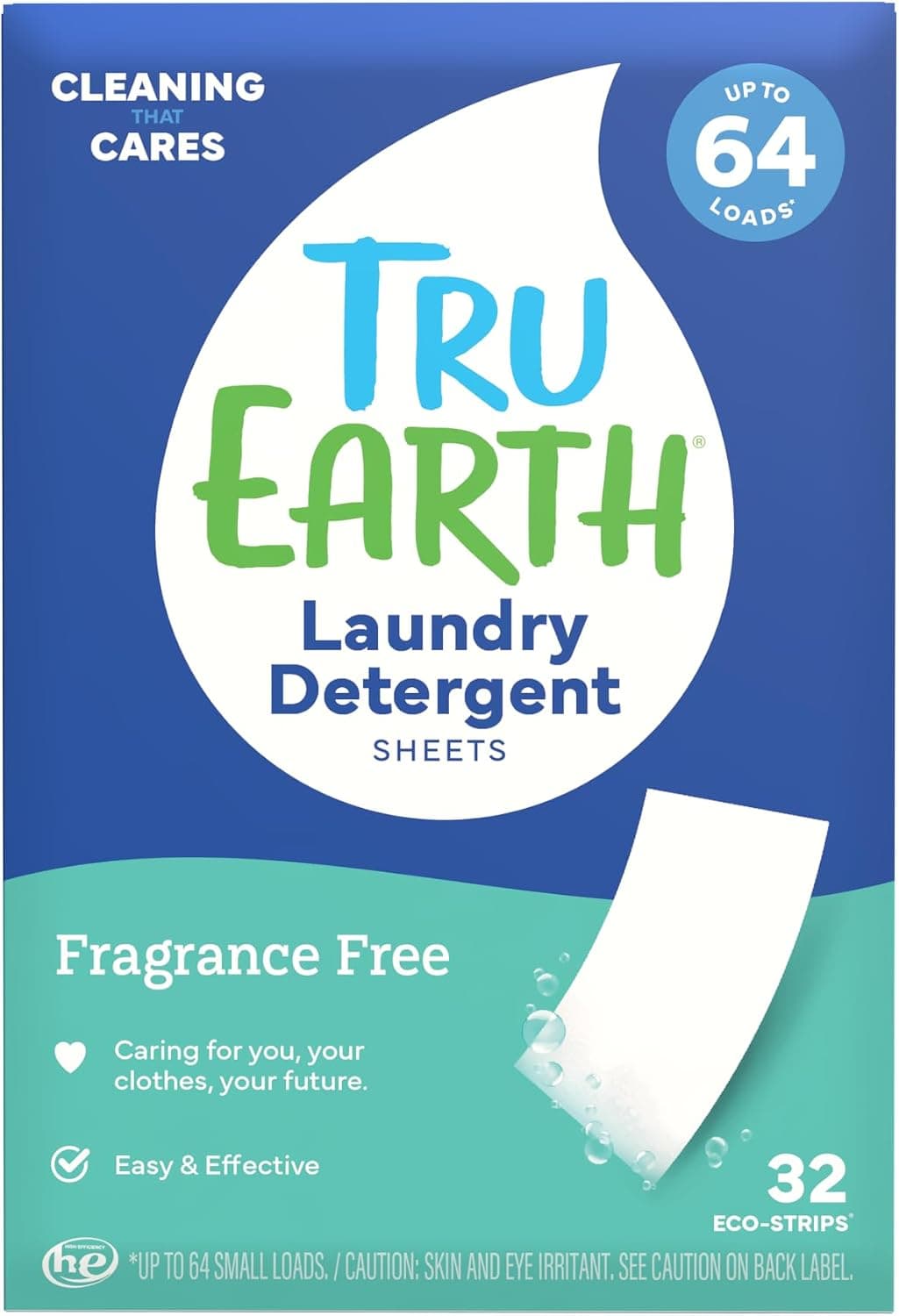 Tru Earth Detergent Sheets, Unscented, 32 strips