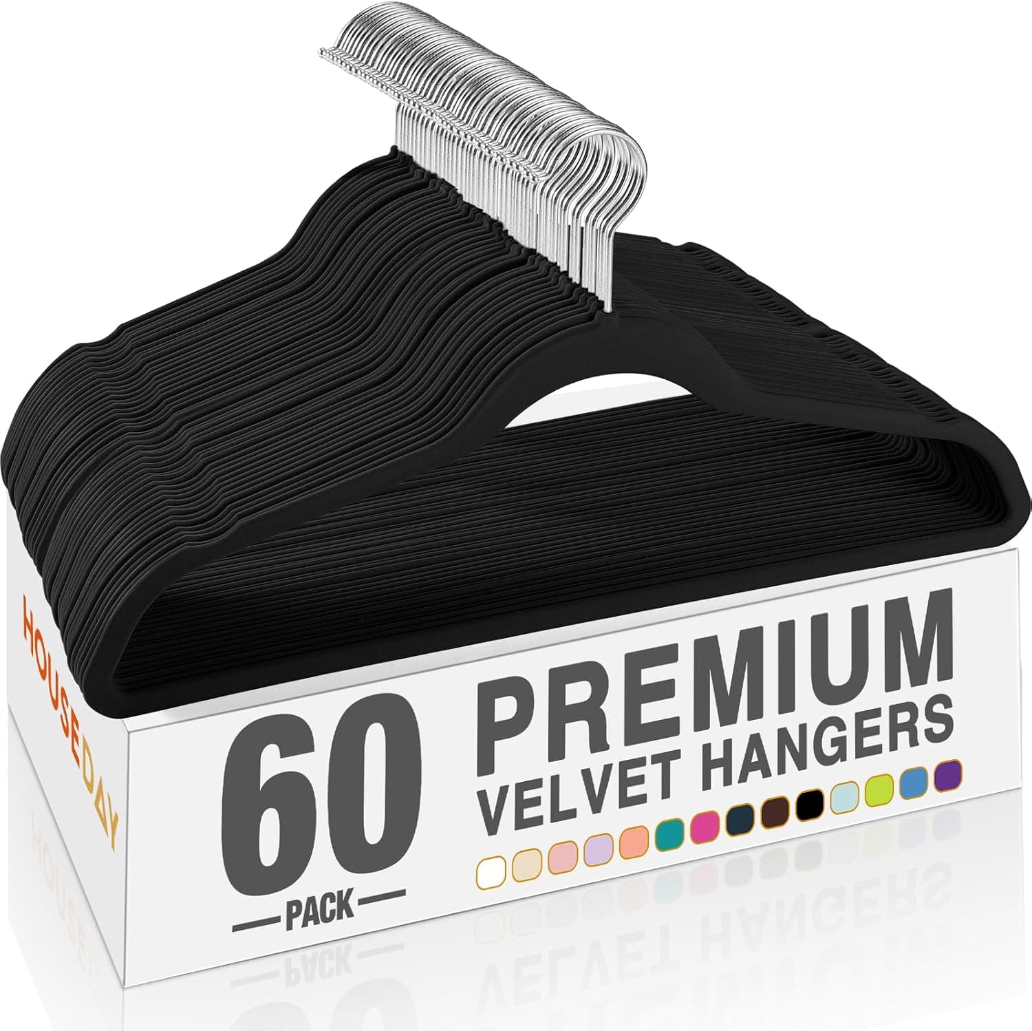 HOUSE DAY Velvet Hangers, 60-pack