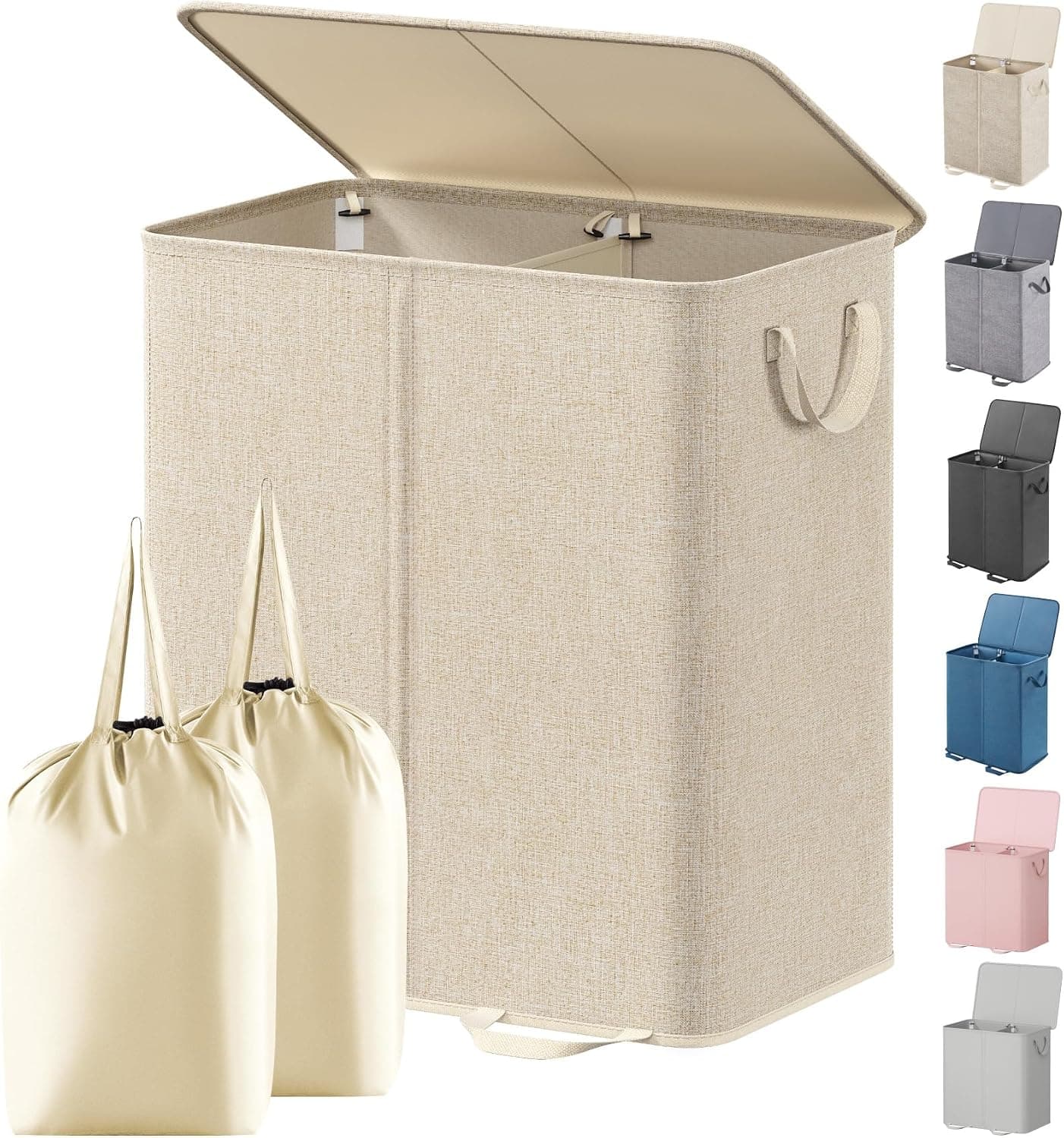 Lifewit Double Hamper with Lid, 136 L